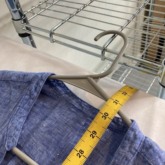 LL Bean Women's Blue Linen Tunic Top Est. Size L Coastal Nautical‎ Preppy Flowy - Picture 3 of 10